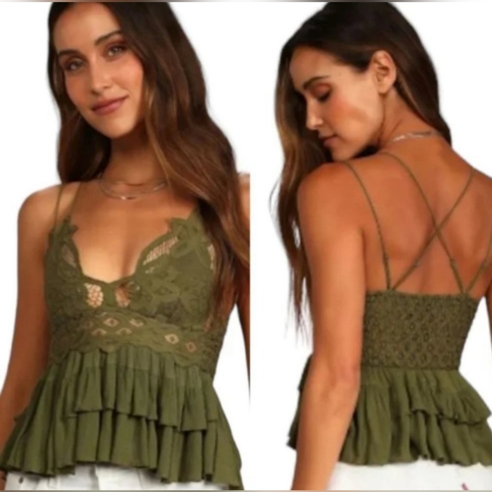 NWT Free People Adella Cami in Olive Sparrow Size Large - Picture 7 of 7